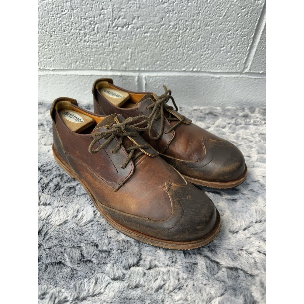 Timberland Men’s Brown Leather Oxford Shoes Size 8M Distressed Two Tone Lace Up